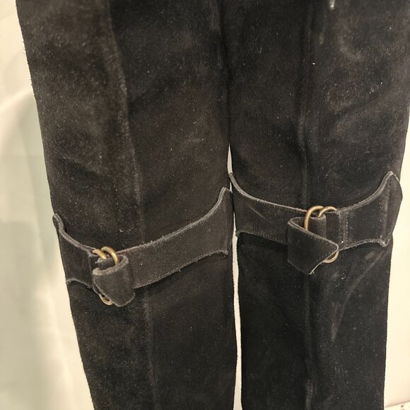 Vintage Black Suede Thigh High Riding Boots Size 6.5 Made in Spain Equestrian - Picture 4 of 7